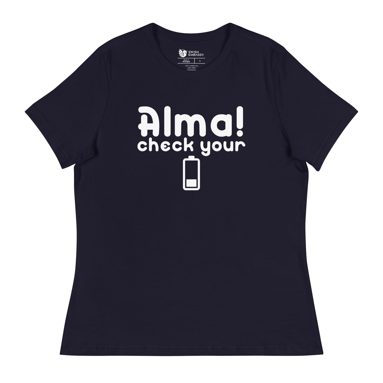 Check Your Battery (Women's Relaxed T-Shirt)-Women's T-Shirts-Swish Embassy