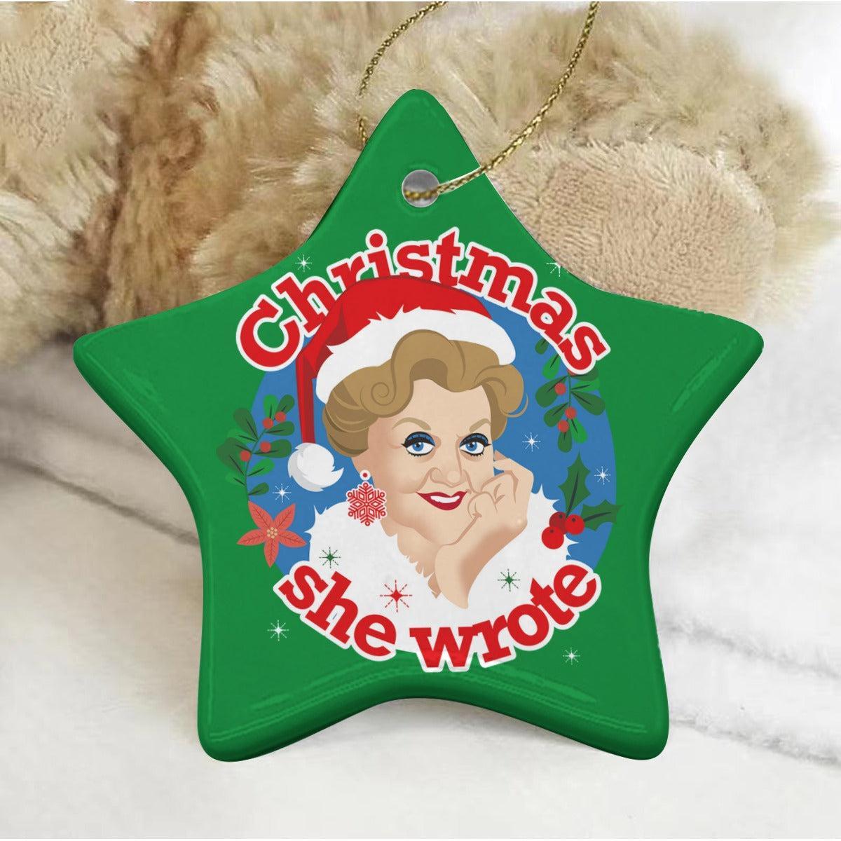 Christmas She Wrote (Ceramic Holiday Keepsake) (Ceramic Holiday Keepsake)-Ceramic Holiday Keepsake-Swish Embassy
