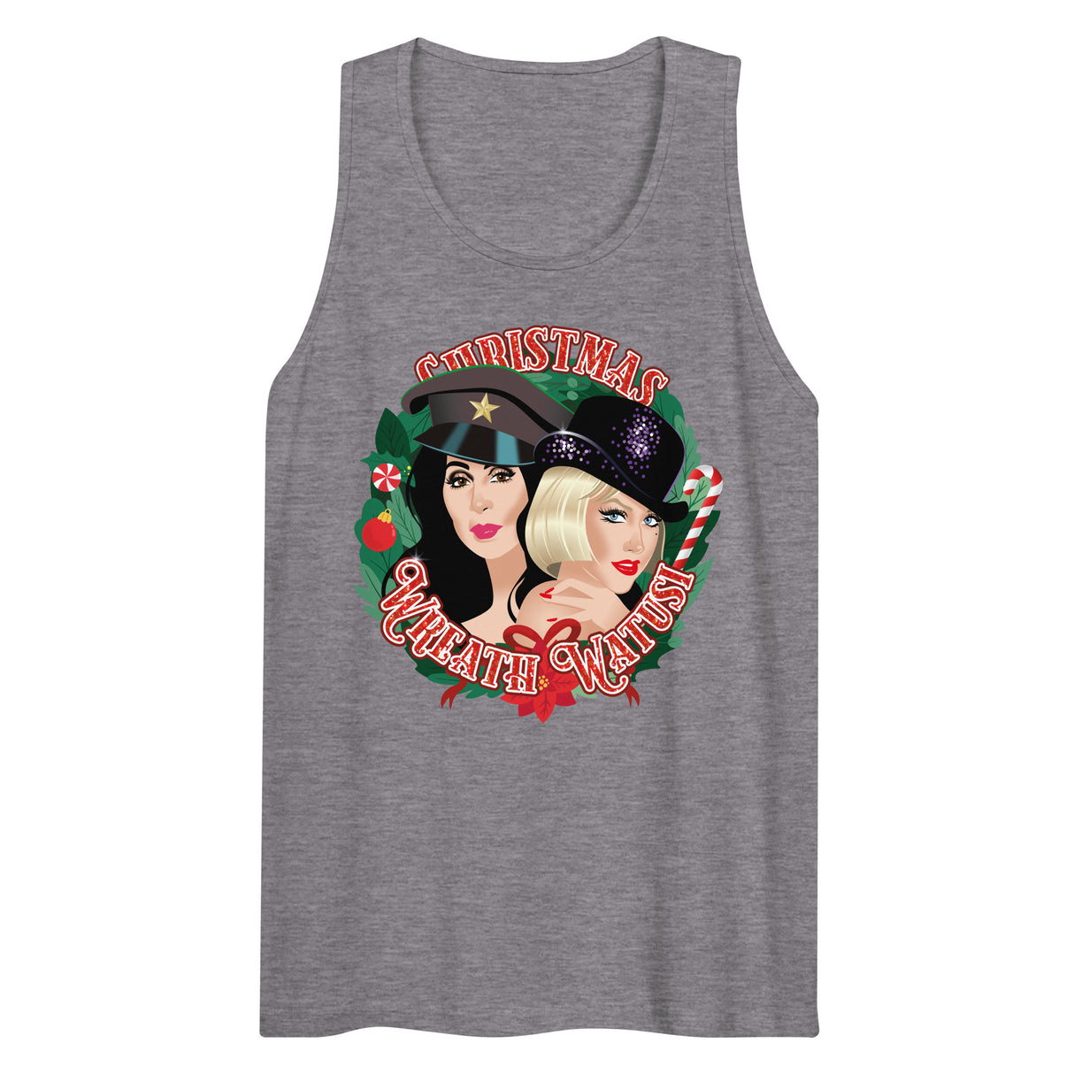 Christmas Wreath Watusi (Tank top)-Christmas Tank Tops-Swish Embassy