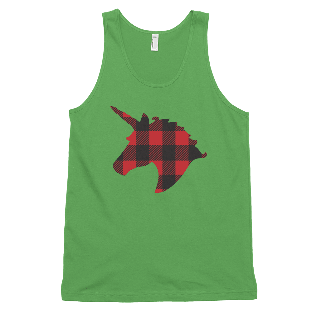 Plaid Unicorn (Tank Top)-Christmas Tank Tops-Swish Embassy