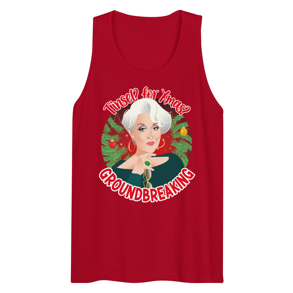 Tinsel for Xmas? Groundbreaking (Tank Top)-Christmas Tank Tops-Swish Embassy