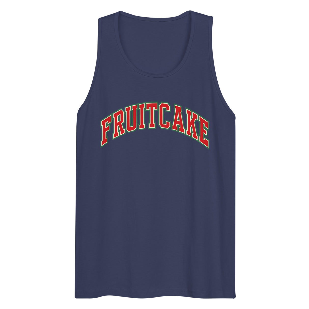 Varsity Fruitcake (Tank top)-Christmas Tank Tops-Swish Embassy