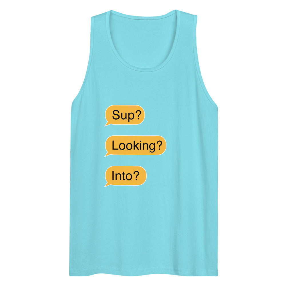 Sup? Looking? Into? (Tank Top) - Pacific Blue