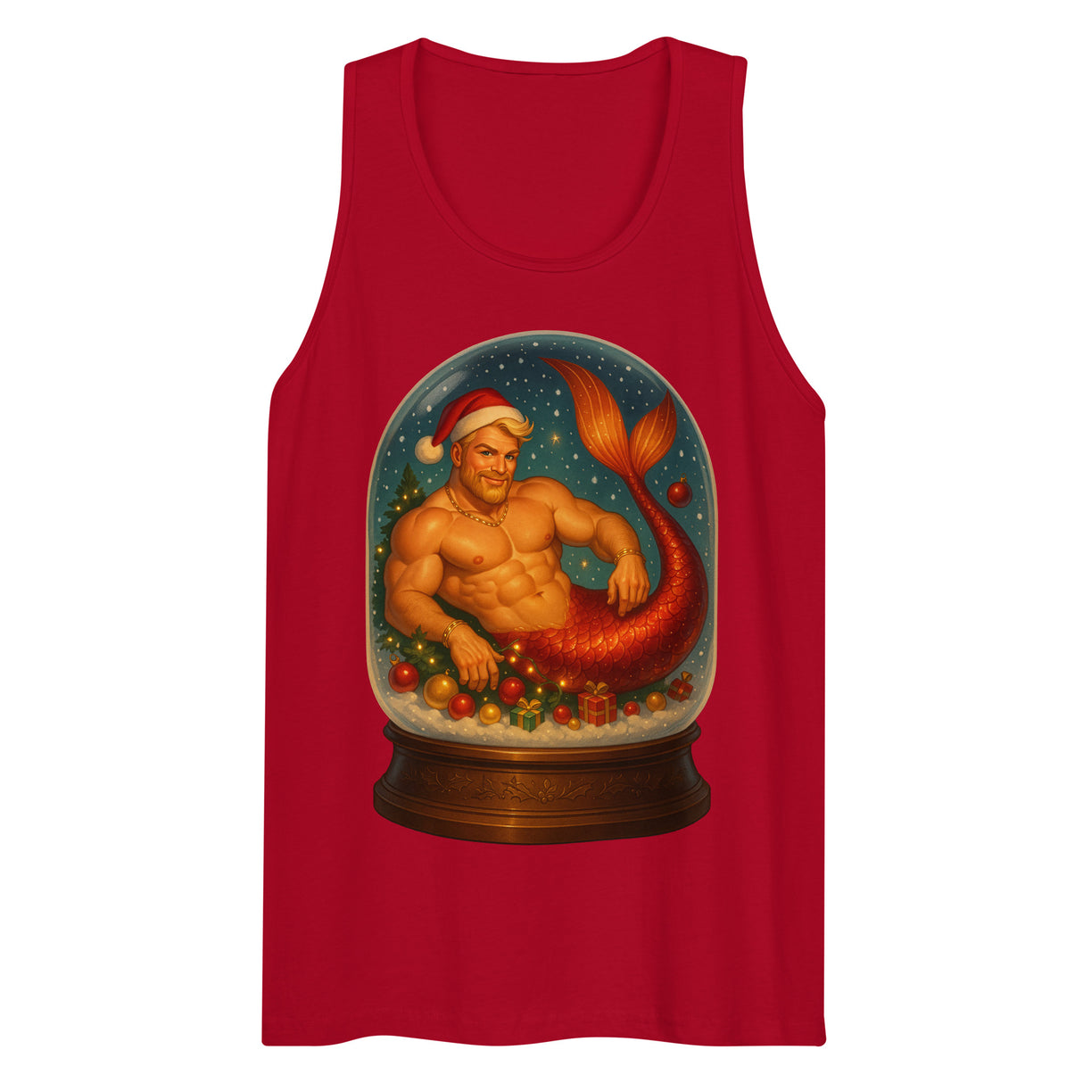 Merman in a Snow Globe (Tank top)-Christmas Tank Tops-Swish Embassy