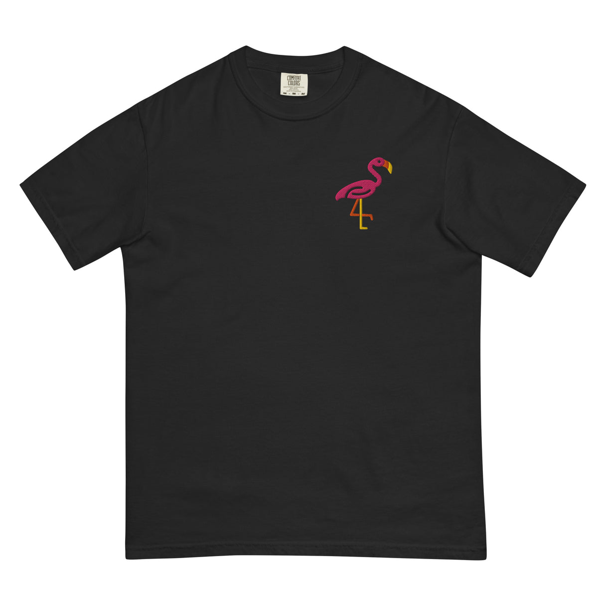 Pink Flamingo (Embroidered) (Boxy Tee)-Boxy T-Shirt-Swish Embassy