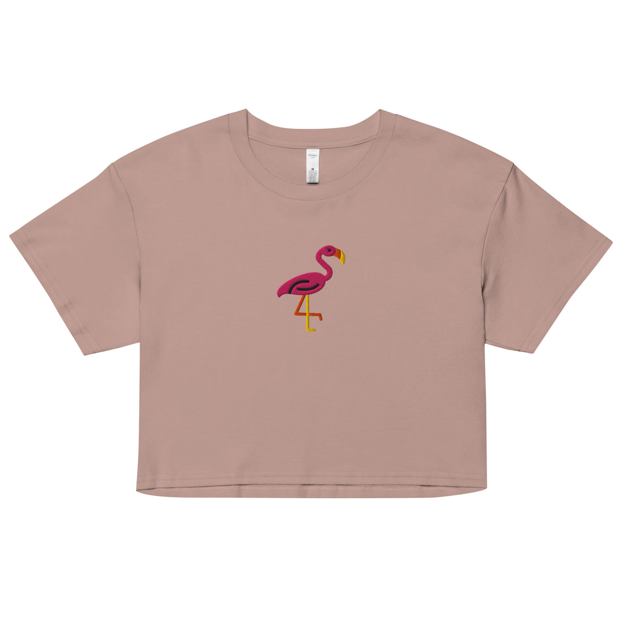 Pink Flamingo (Embroidered) (Crop Top)-Crop Top-Swish Embassy