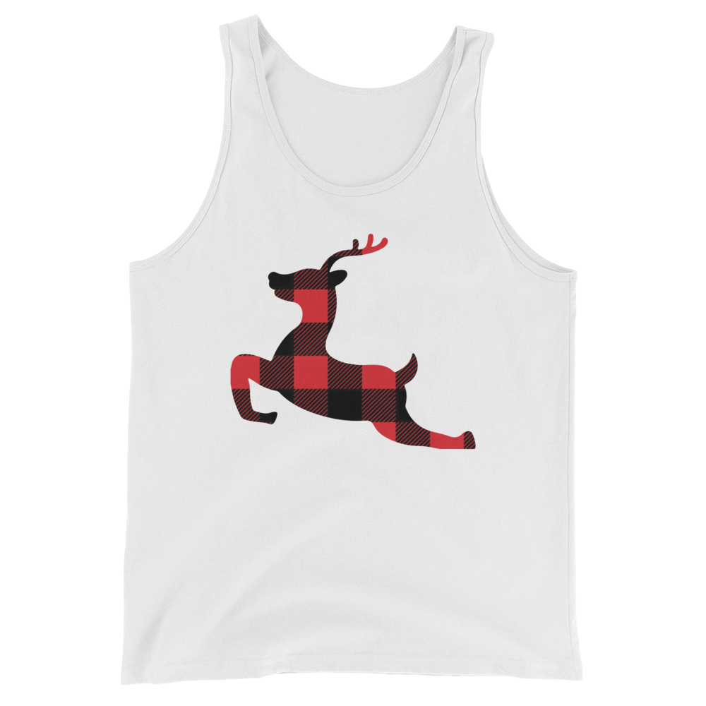 Plaid Reindeer (Tank Top)-Christmas Tank Tops-Swish Embassy