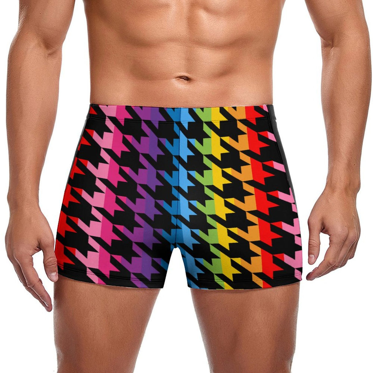 Pride Houndstooth (Square Cut Trunks)-Square Cut Trunks-Swish Embassy