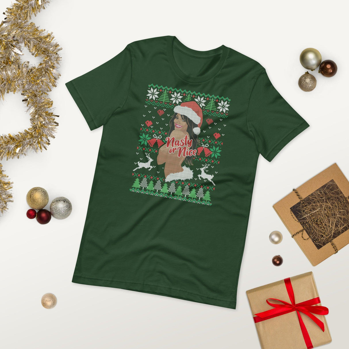 Nasty or Nice (Ugly Christmas)-Christmas T-Shirts-Swish Embassy