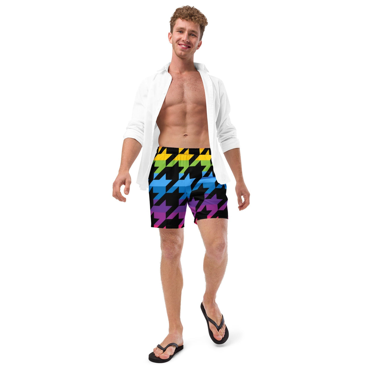 Pride Houndstooth (Swim Trunks)-Swim Trunks-Swish Embassy
