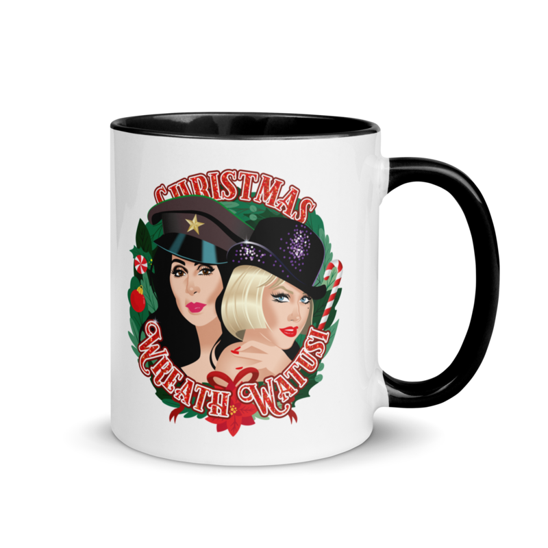 Christmas Wreath Watusi (Mug) - Black