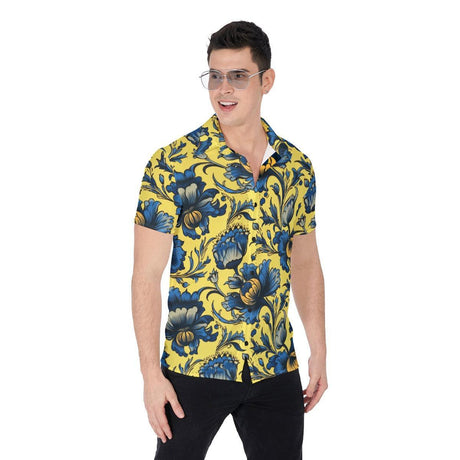 Azure Bloomscape (Button Shirt)-Button Shirt-Swish Embassy