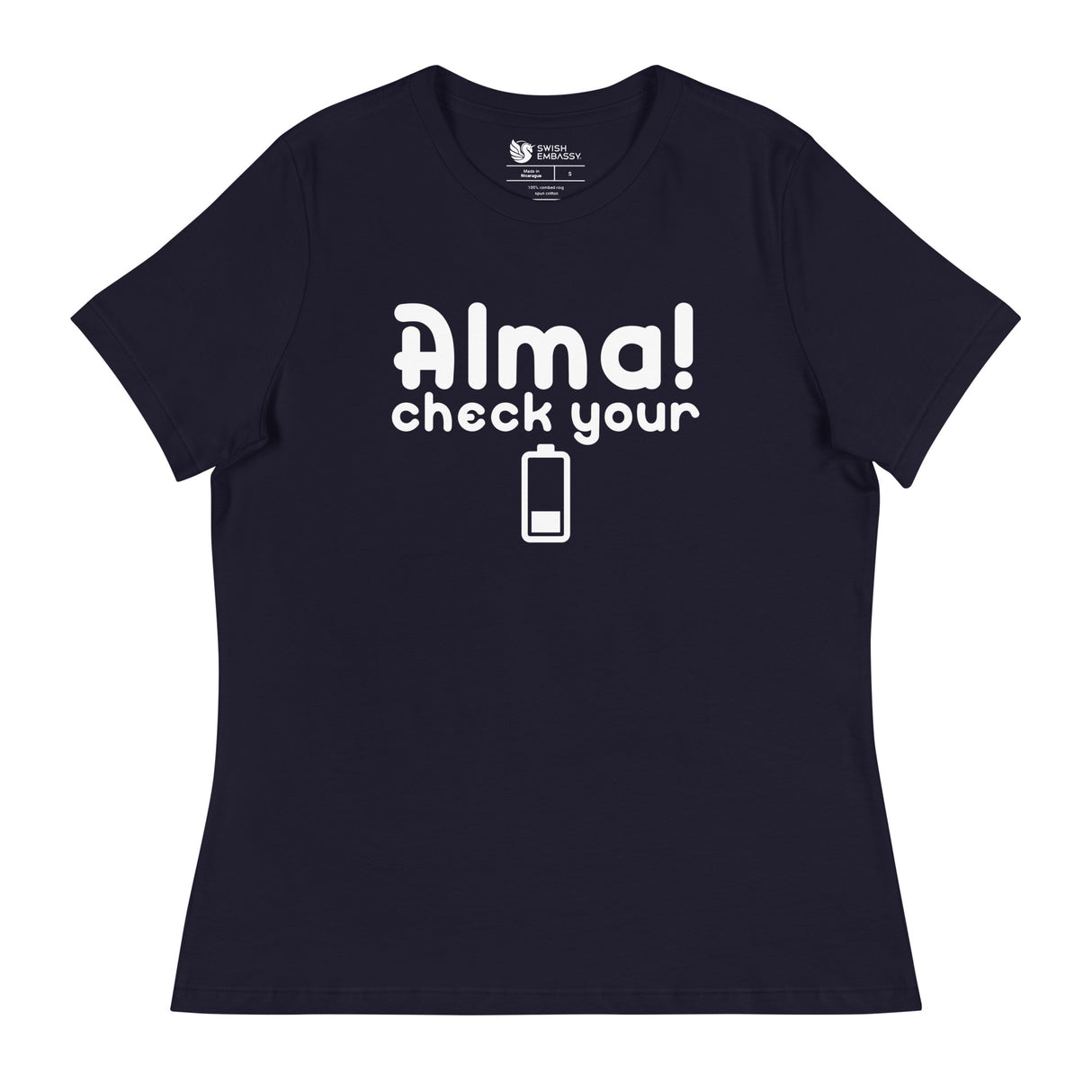 Check Your Battery (Women's Relaxed T-Shirt)-Women's T-Shirts-Swish Embassy
