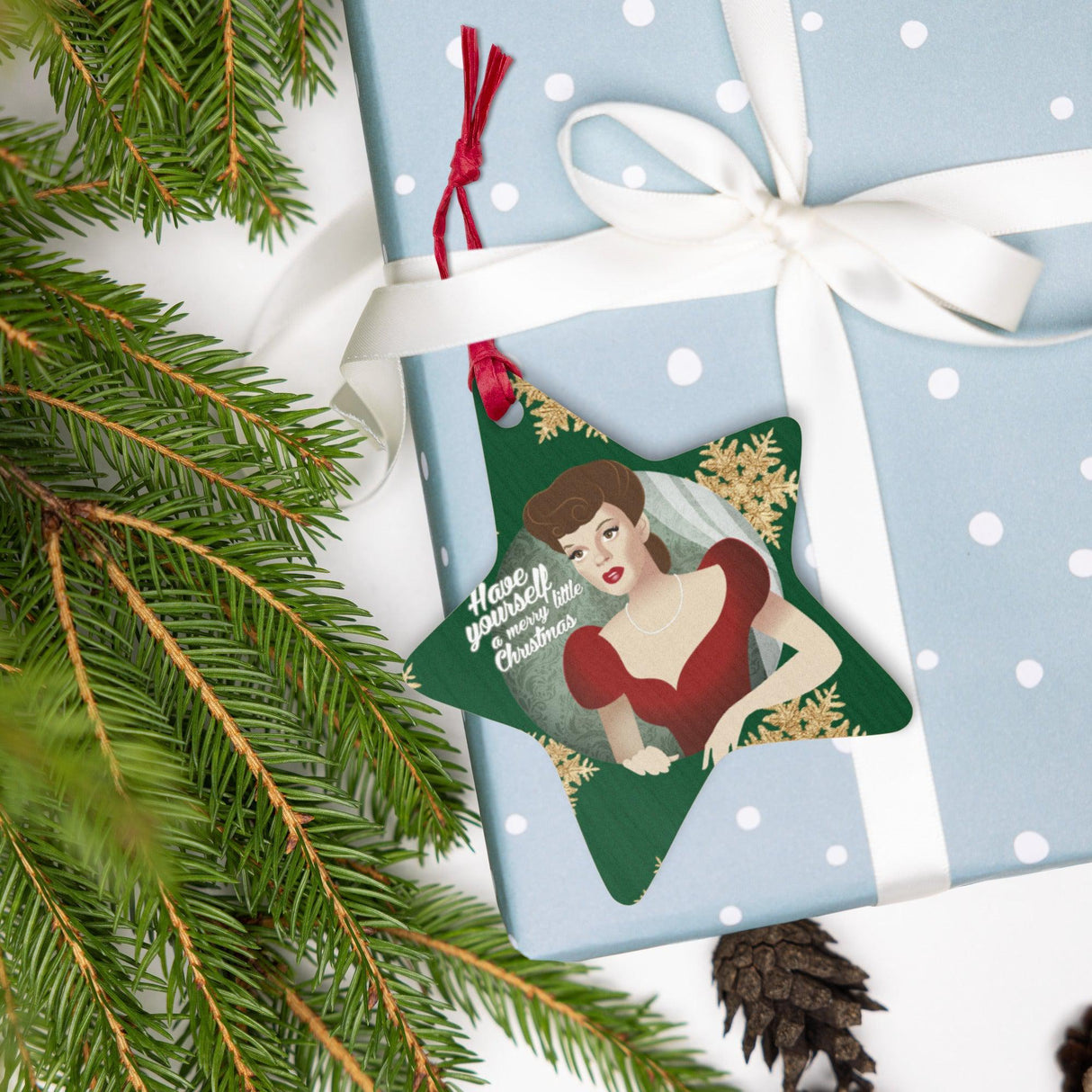 Christmas Garland (Ornament/Fridge Magnet)-Wood Ornament-Swish Embassy