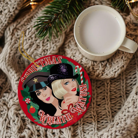 Christmas Wreath Watusi (Ceramic Holiday Keepsake)-Ceramic Holiday Keepsake-Swish Embassy