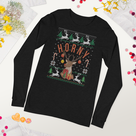 Horny (Ugly Christmas)-Christmas T-Shirts-Swish Embassy