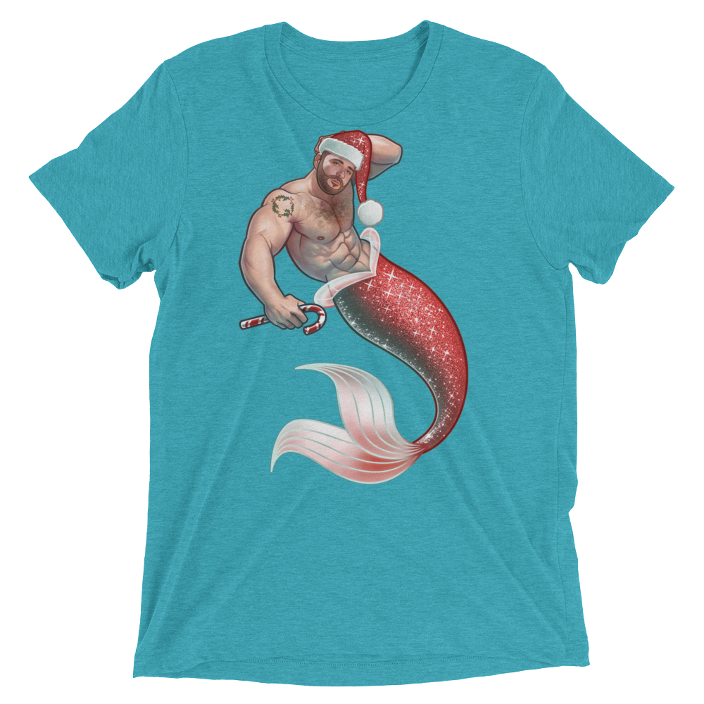 Merman Christmas (Triblend)-Triblend T-Shirt-Swish Embassy