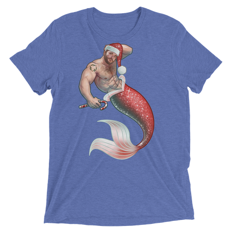 Merman Christmas (Triblend)-Triblend T-Shirt-Swish Embassy