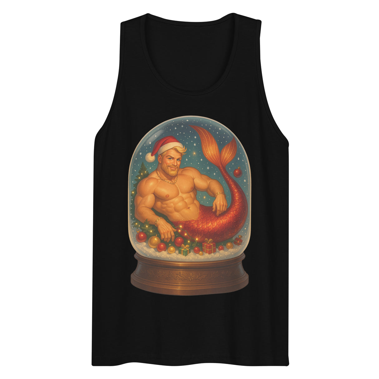 Merman in a Snow Globe (Tank top)-Christmas Tank Tops-Swish Embassy