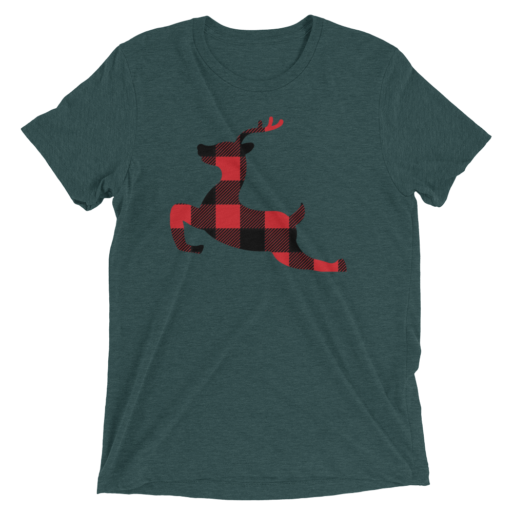 Plaid Reindeer (Triblend)-Triblend T-Shirt-Swish Embassy