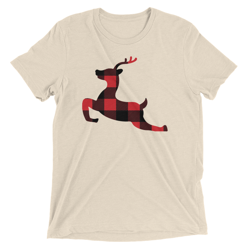 Plaid Reindeer (Triblend)-Triblend T-Shirt-Swish Embassy