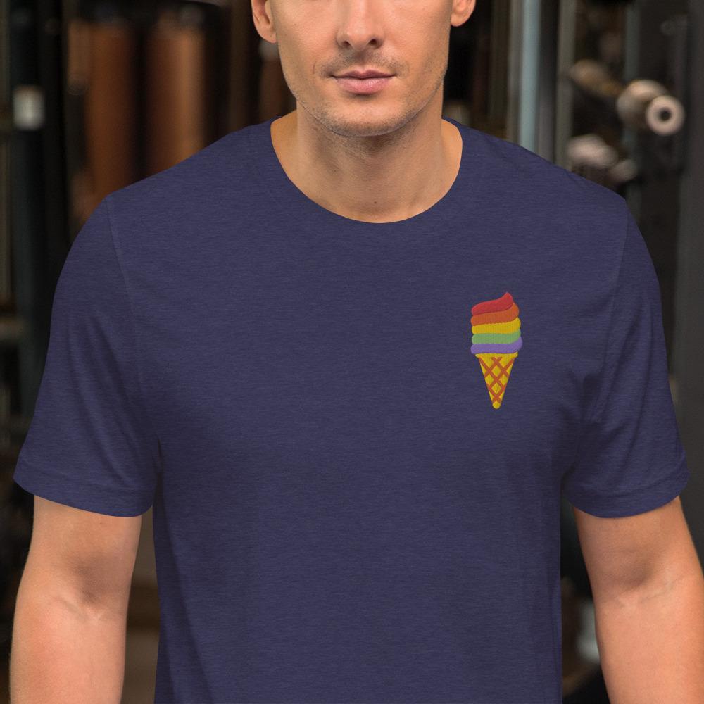 Rainbow Ice Cream (Embroidered)-Embroidered T-Shirts-Swish Embassy
