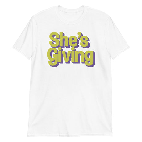 She's Giving (Text Shirt)-Text Shirt-Swish Embassy