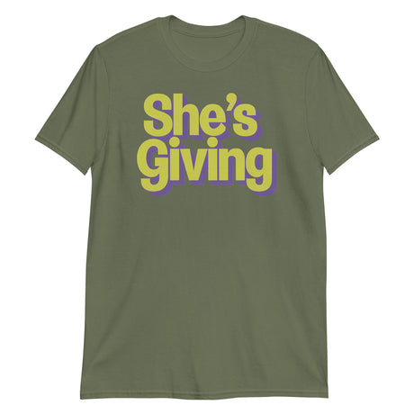 She's Giving (Text Shirt)-Text Shirt-Swish Embassy