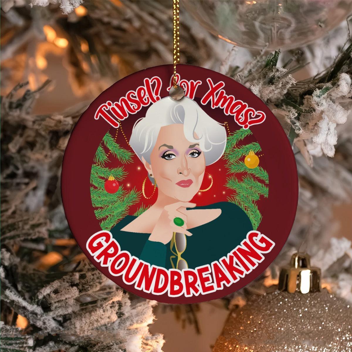 Tinsel for Xmas? Groundbreaking (Ceramic Holiday Keepsake)-Ceramic Holiday Keepsake-Swish Embassy