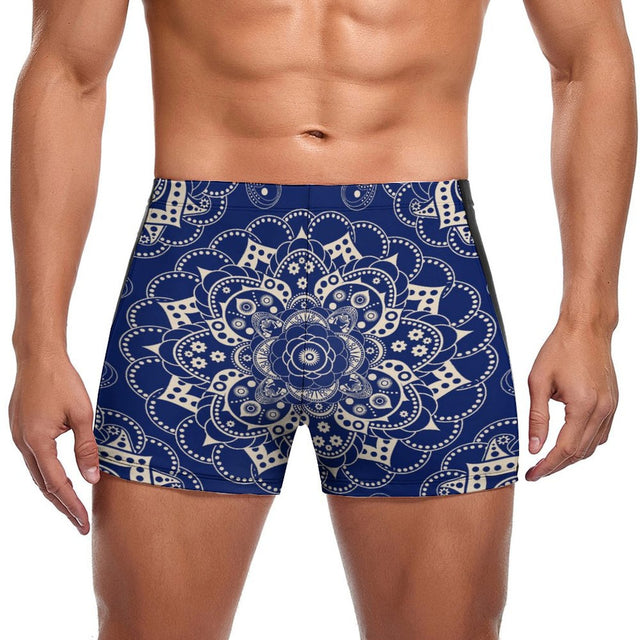 Blue Mendala (Square Cut Trunks)-Square Cut Trunks-Swish Embassy