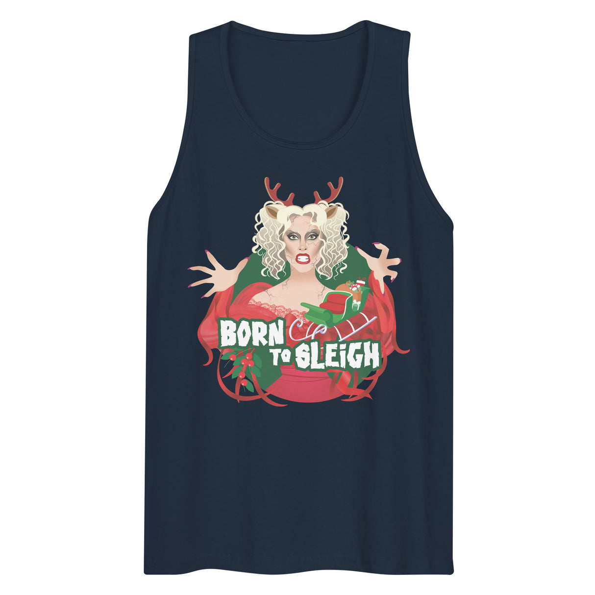 Born to Sleigh (Tank top)-Christmas Tank Tops-Swish Embassy