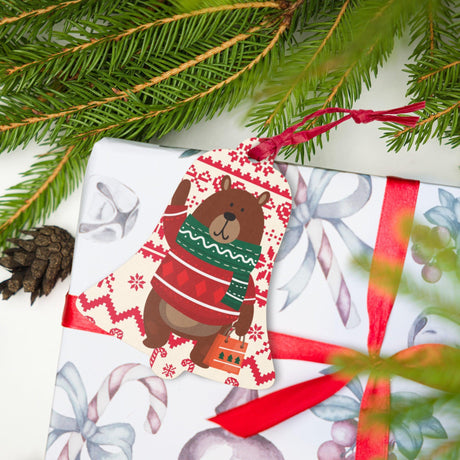 Christmas Bear (Ornament/Fridge Magnet)-Wood Ornament-Swish Embassy