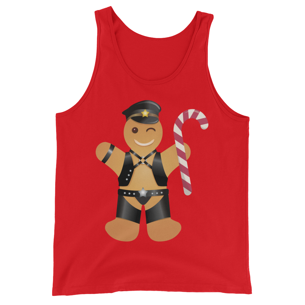 Gingerbread Leather Man (Tank Top)-Christmas Tank Tops-Swish Embassy
