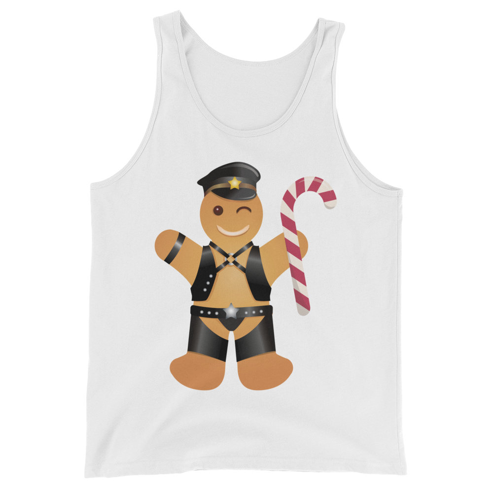Gingerbread Leather Man (Tank Top)-Christmas Tank Tops-Swish Embassy