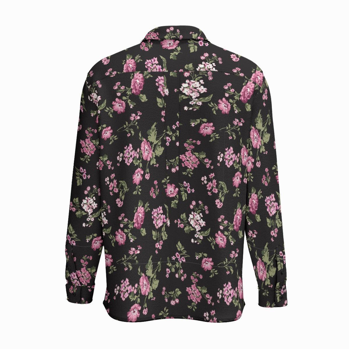 Hint of Floral (Cotton Long Sleeve Shirt)-Cotton Long Sleeve Button Shirt-Swish Embassy