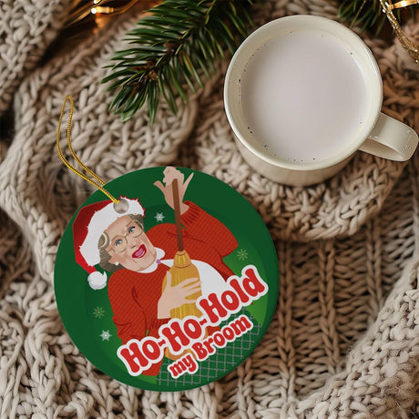 Ho Ho Hold My Broom (Ceramic Holiday Keepsake)-Ceramic Holiday Keepsake-Swish Embassy