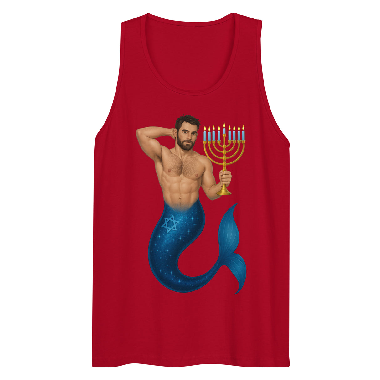 Mermenorah (Tank top)-Christmas Tank Tops-Swish Embassy