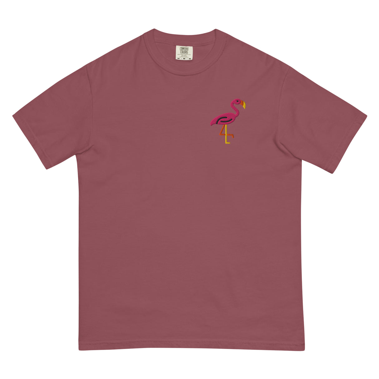 Pink Flamingo (Embroidered) (Boxy Tee)-Boxy T-Shirt-Swish Embassy