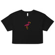 Pink Flamingo (Embroidered) (Crop Top)-Crop Top-Swish Embassy