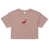 Pink Flamingo (Embroidered) (Crop Top)-Crop Top-Swish Embassy