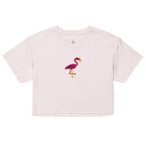 Pink Flamingo (Embroidered) (Crop Top)-Crop Top-Swish Embassy
