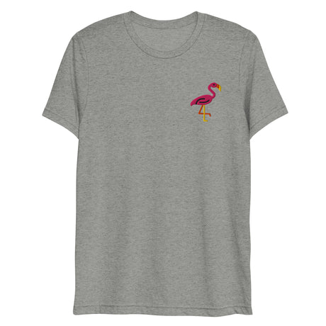 Pink Flamingo (Embroidered) (Triblend)-Triblend T-Shirt-Swish Embassy