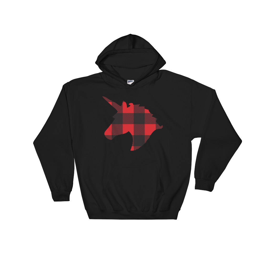 Plaid Unicorn (Hoodie)-Christmas Hoodies-Swish Embassy