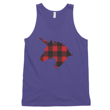 Plaid Unicorn (Tank Top)-Christmas Tank Tops-Swish Embassy