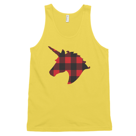 Plaid Unicorn (Tank Top)-Christmas Tank Tops-Swish Embassy