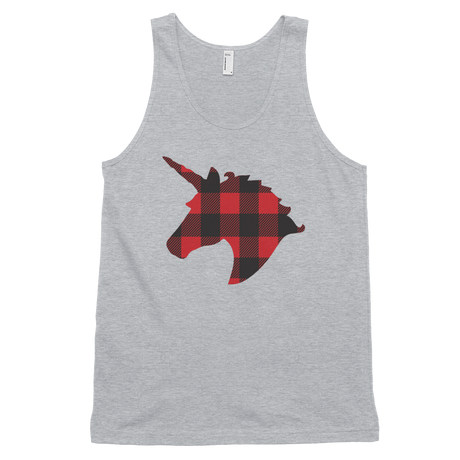Plaid Unicorn (Tank Top)-Christmas Tank Tops-Swish Embassy