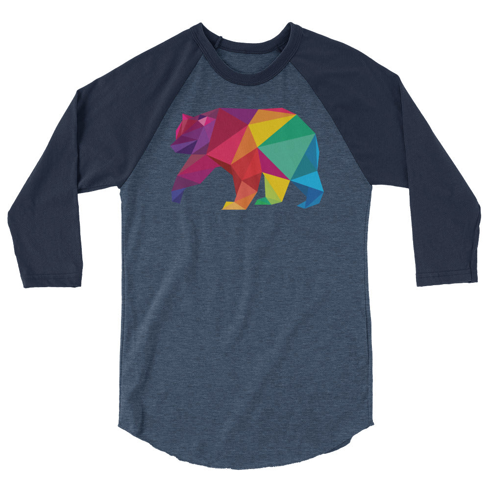 Polygon Bear (Raglan) - Heather Denim/Navy
