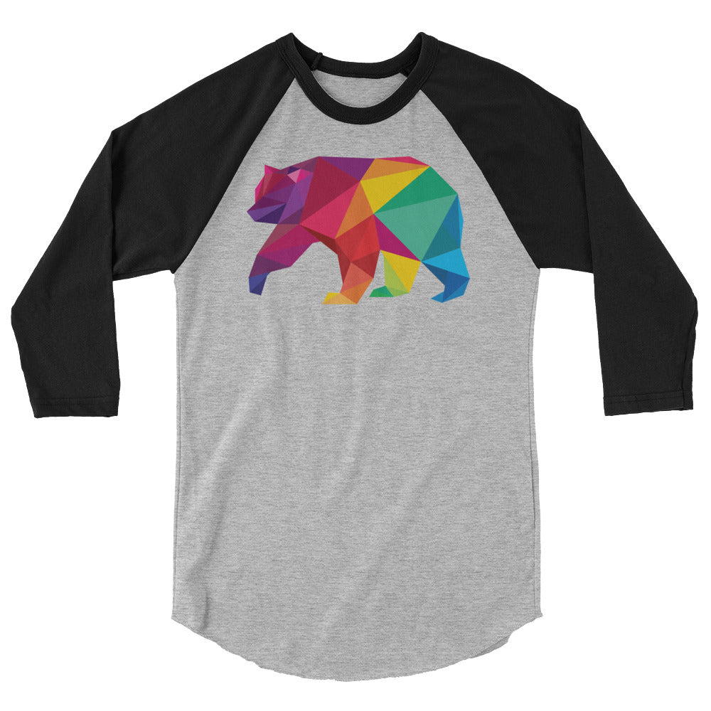 Polygon Bear (Raglan) - Heather Grey/Black