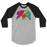 Polygon Bear (Raglan) - Heather Grey/Black
