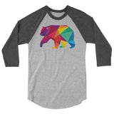 Polygon Bear (Raglan) - Heather Grey/Heather Charcoal